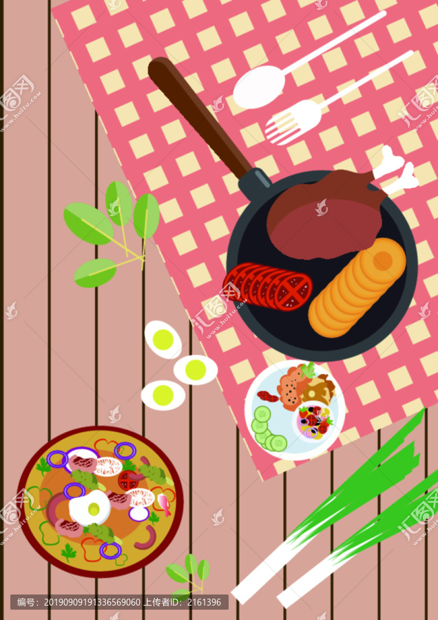 美食西餐早餐矢量扁平插畫