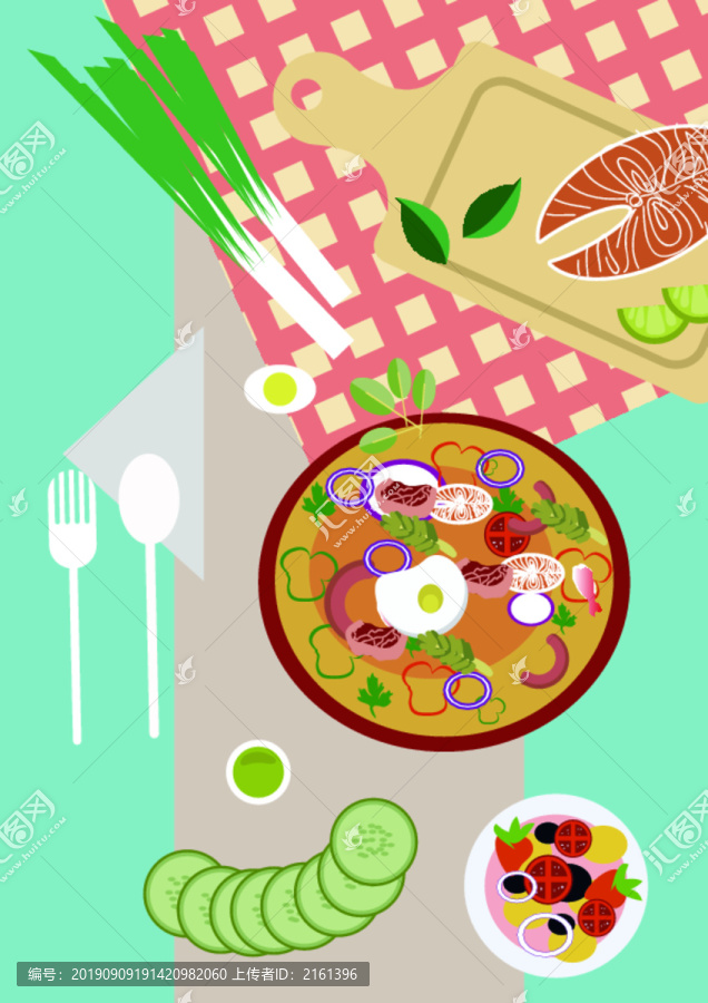 美食食物料理矢量扁平西餐插畫