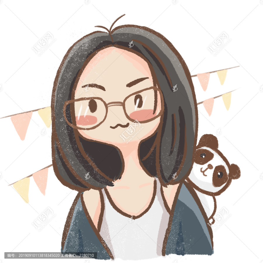 戴眼鏡的小女孩手繪圖案
