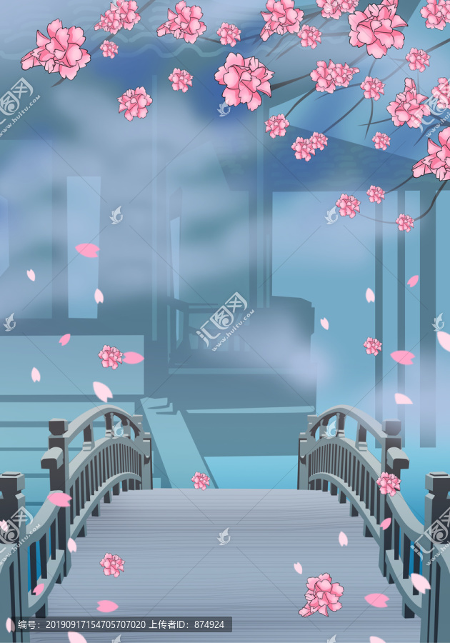 古風(fēng)落花場景