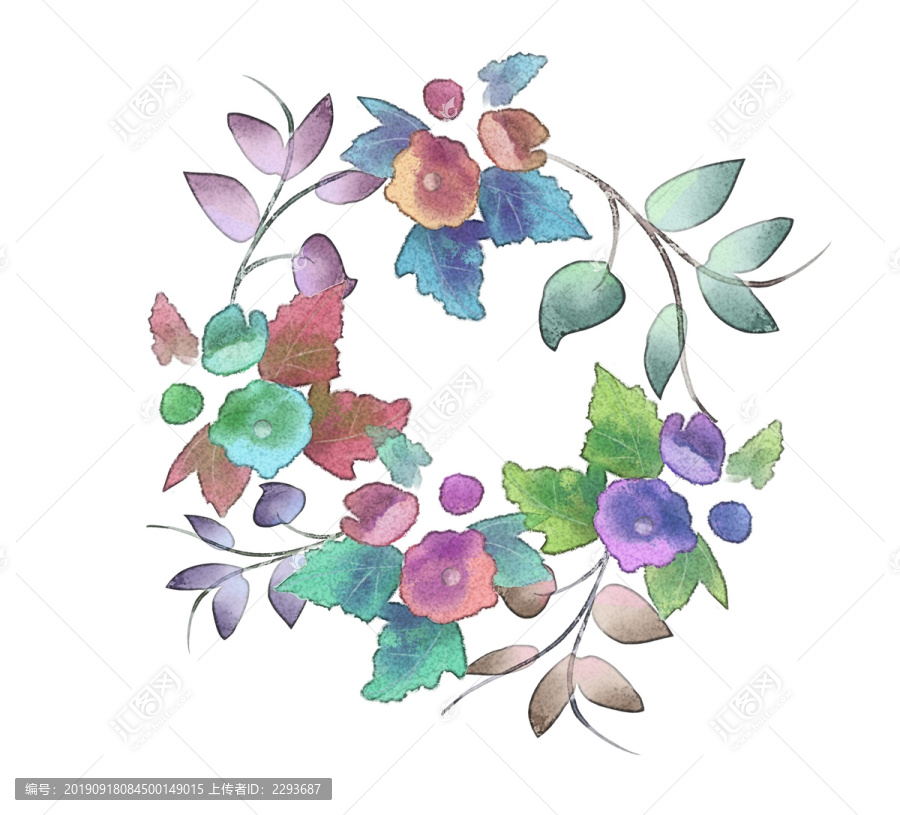 水彩花環(huán)插畫