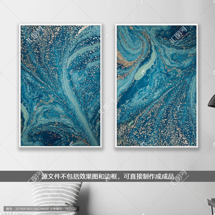 藍(lán)金創(chuàng)意抽象裝飾畫背景