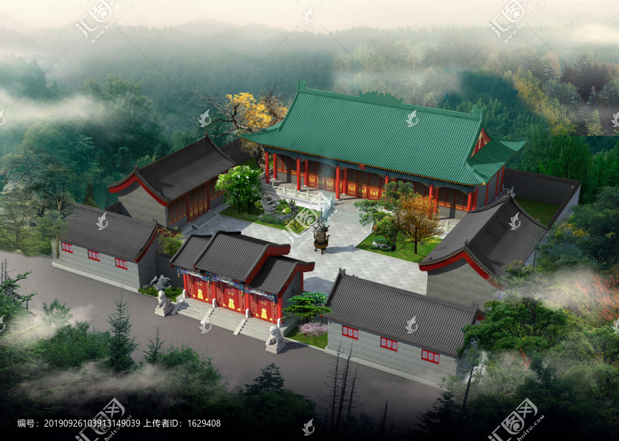 寺廟鳥(niǎo)瞰圖