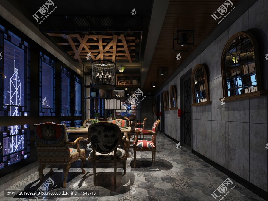 美式風格餐廳設計案例效果圖