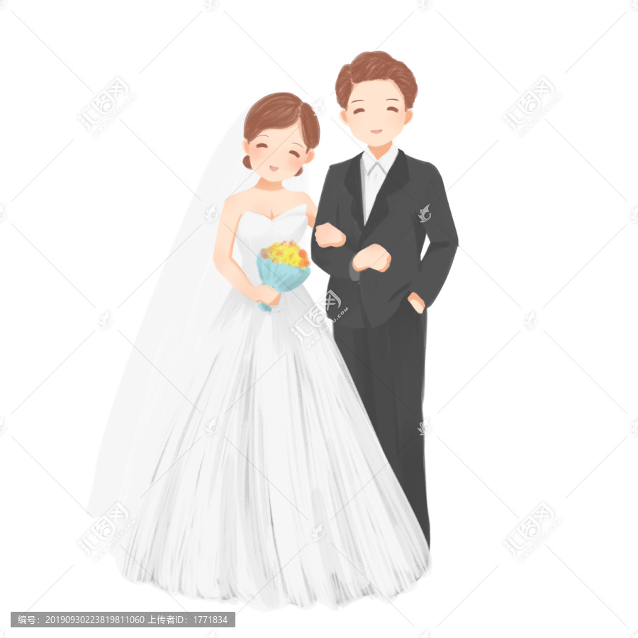 原創(chuàng)婚禮新郎新娘插畫