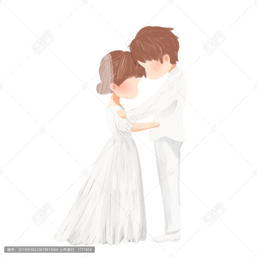 原創婚禮新郎新娘可愛插畫