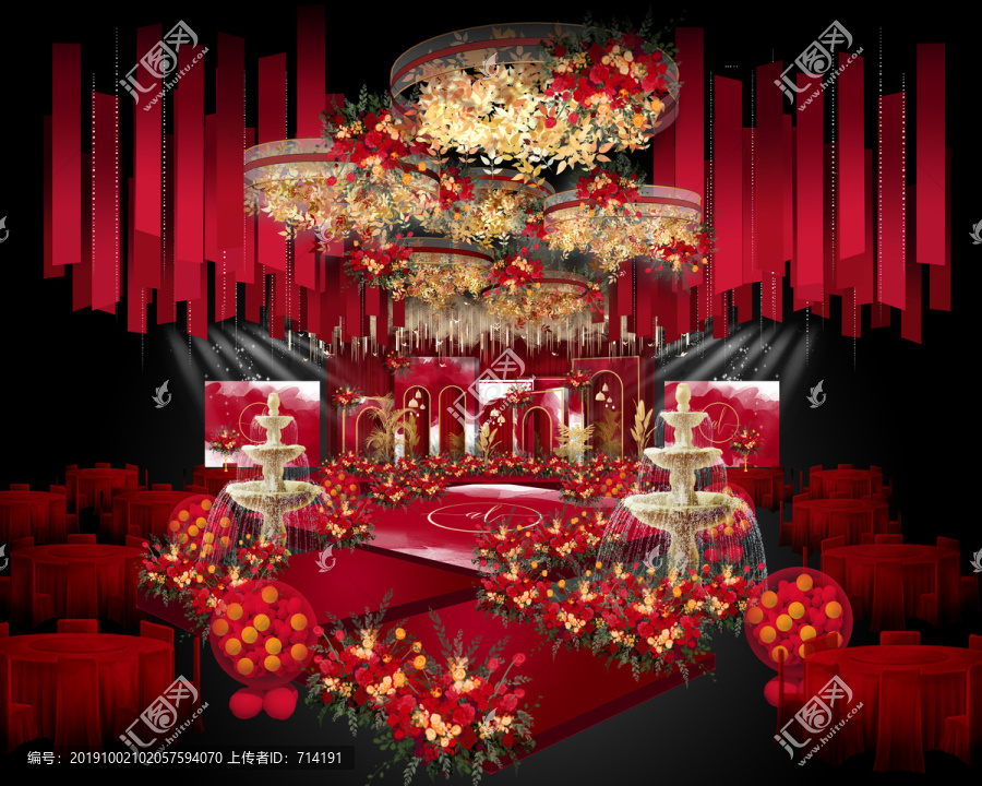 紅金婚禮效果圖