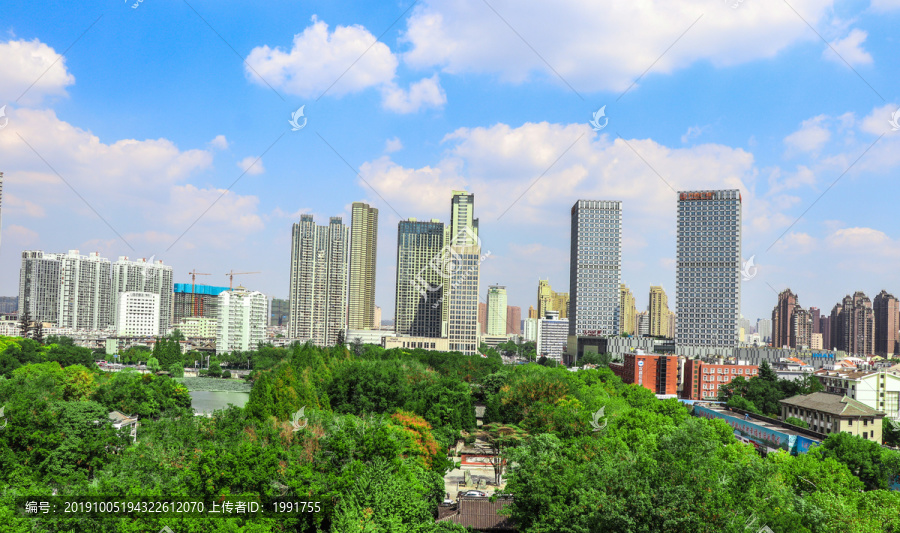 蓝天白云合肥城市风景