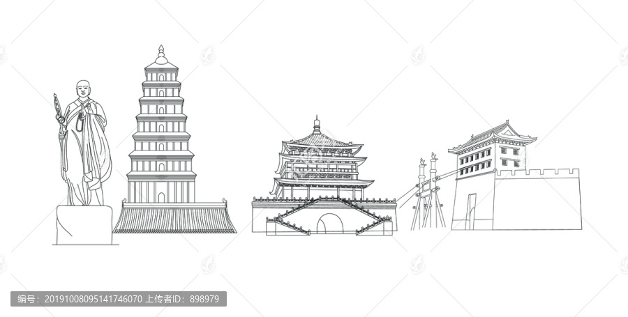 西安建筑矢量圖