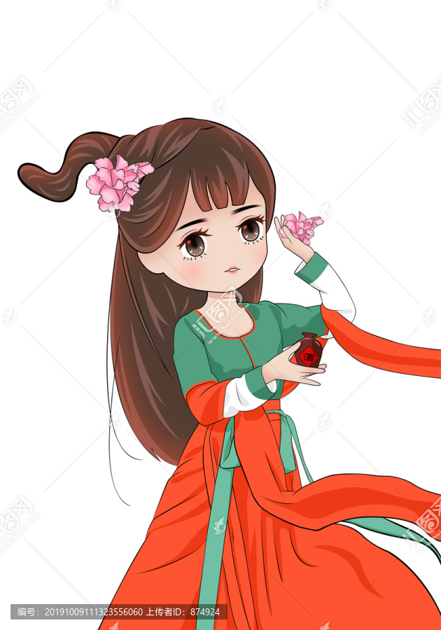拿酒壺的女孩