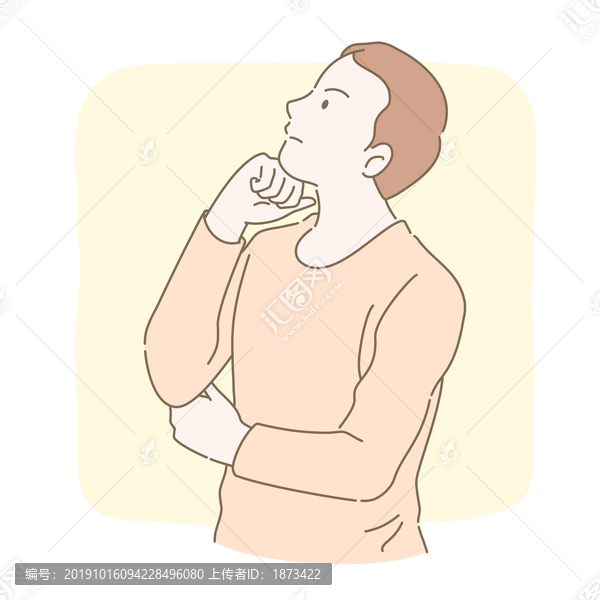 線條風(fēng)格抬頭思考的男子
