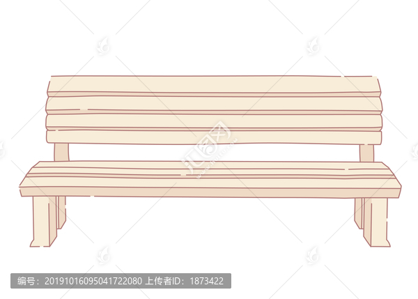 线条风格公园木长椅