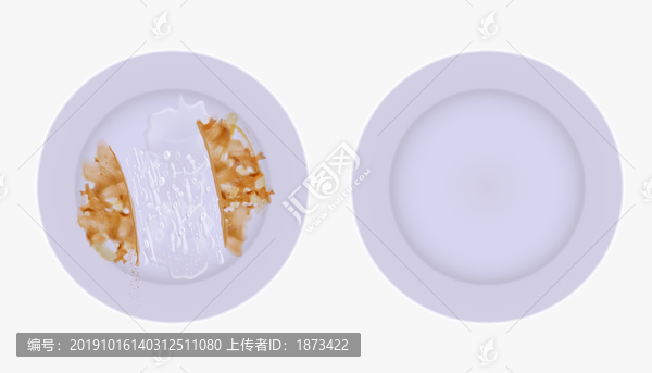 白色餐盤與清潔到一半的臟污