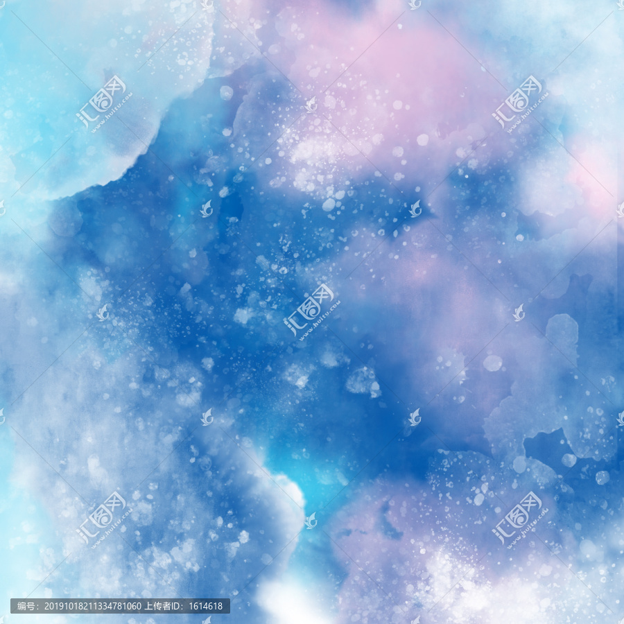 水彩手繪藍(lán)紫色清爽浪漫裝飾素材