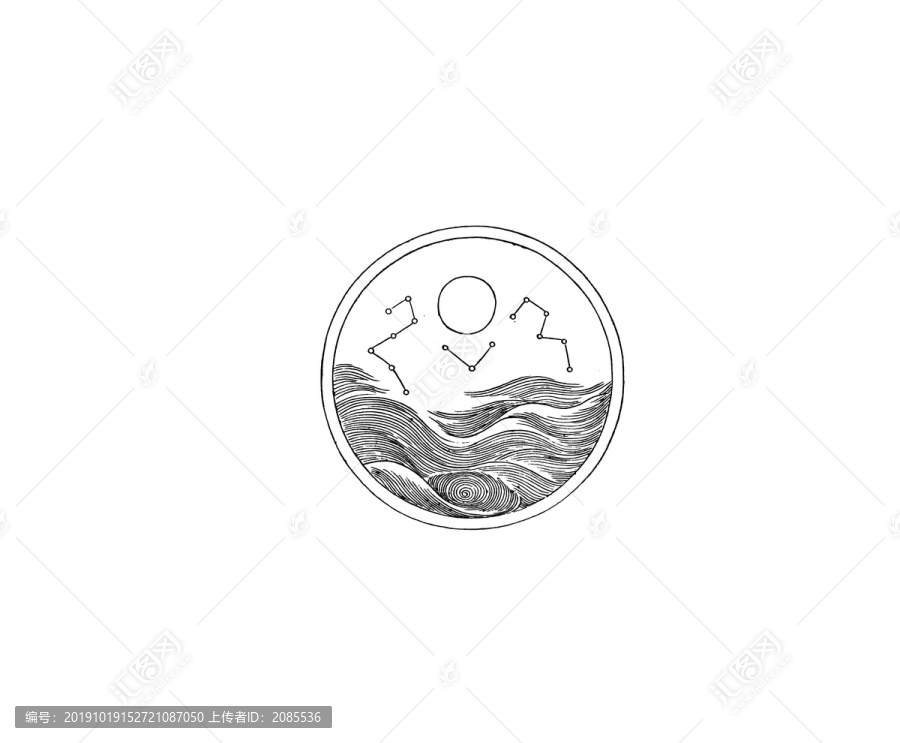 丁云鵬圓形水波紋