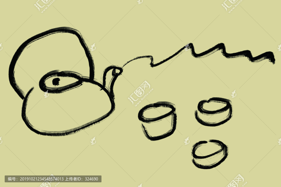 茶壶手绘书法水墨