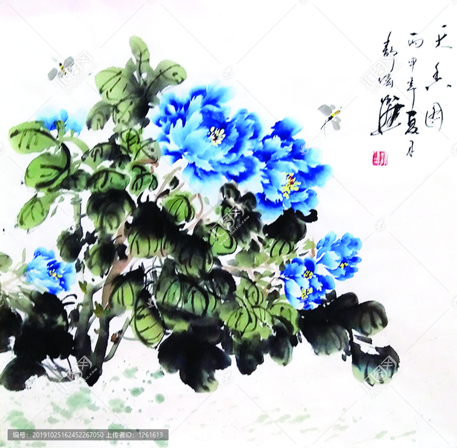 原创国画写意牡丹花手绘