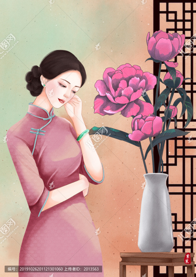 旗袍女人插畫(huà)