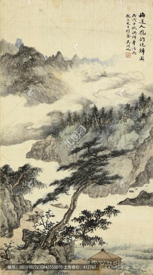 吳湖帆罷釣晚歸