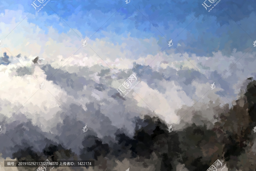 唯美風(fēng)景天空云海油畫素材
