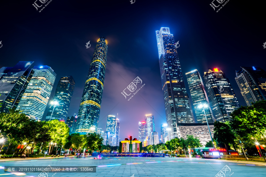 广州城市建筑天际线夜景图