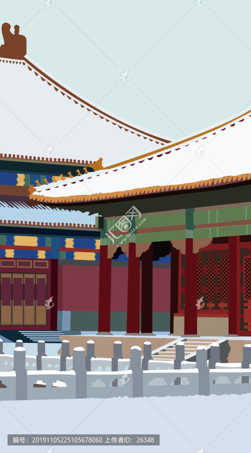 北京故宮建筑矢量插畫