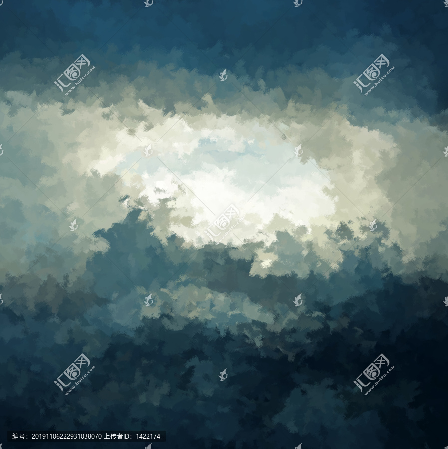 唯美天空云海云彩油畫素材