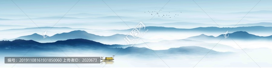 巨幅水墨山水山水畫