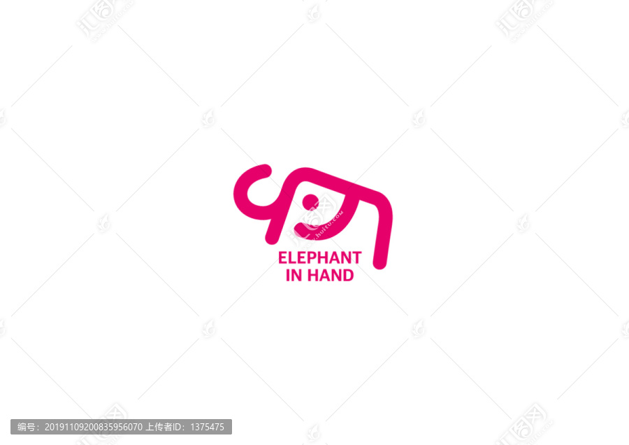 抽象大象logo簡約線條