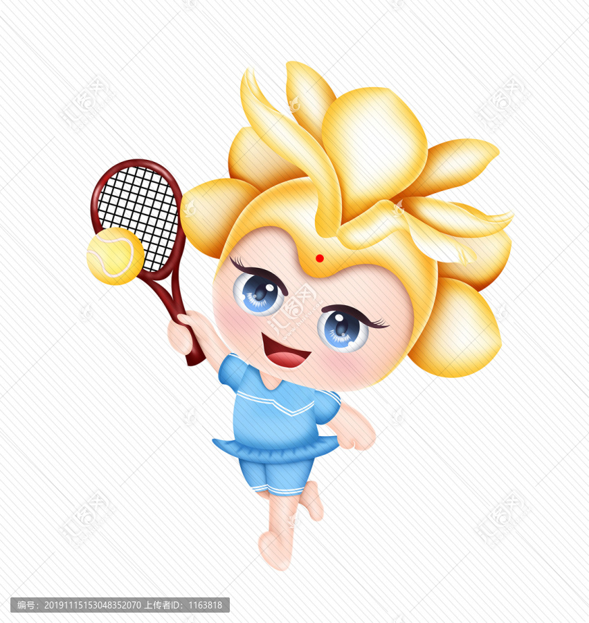 网球运动可爱卡通女孩
