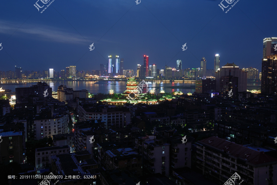 南昌滕王阁红谷滩城市风光夜景