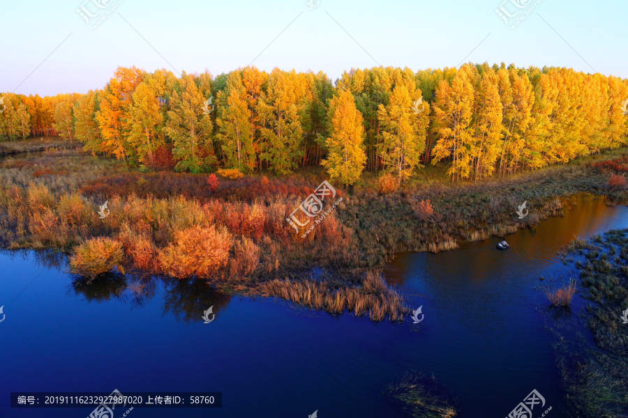 金秋丛林河湾风景