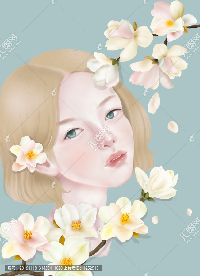 花儿与少女手机壳图书插画