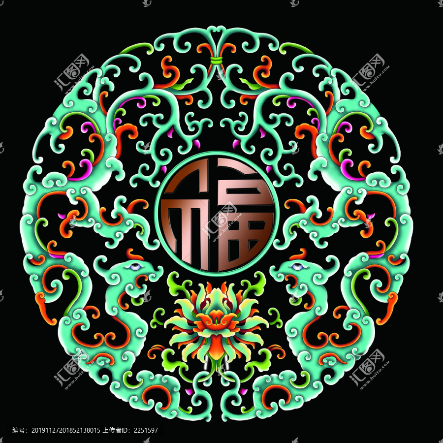 雙龍噴繪分層插畫設(shè)計(jì)圖案