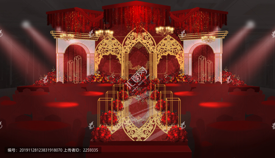紅金歐式婚禮效果圖