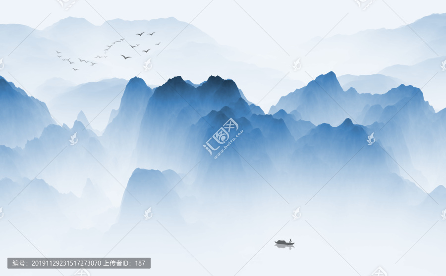 抽象意境水墨畫山水畫