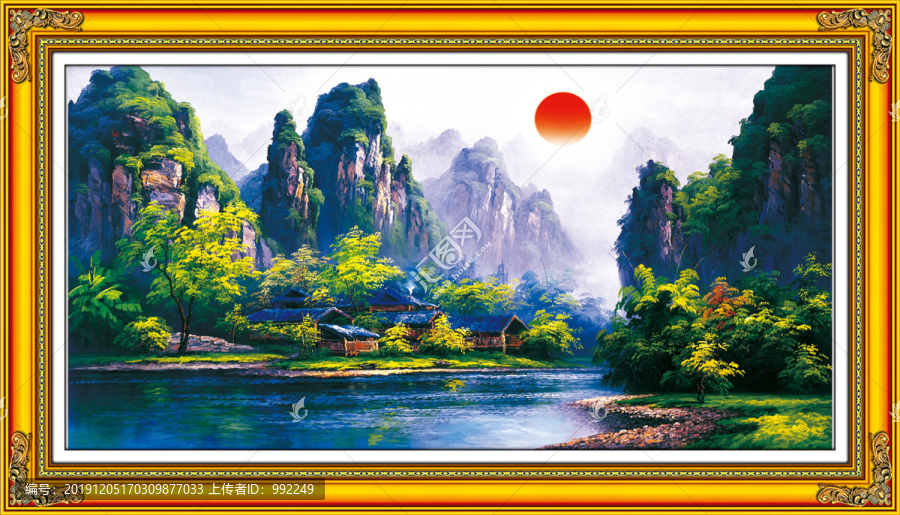 桂林山水油畫