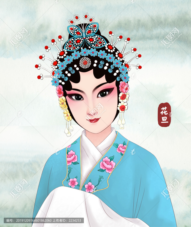 花旦青衣京劇臉譜國(guó)粹插畫