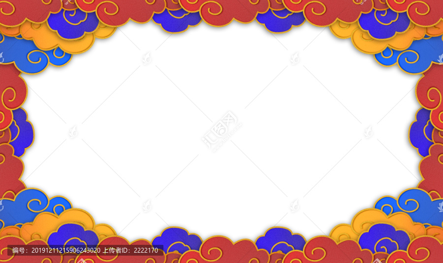 中國風(fēng)祥云邊框剪紙標(biāo)題框