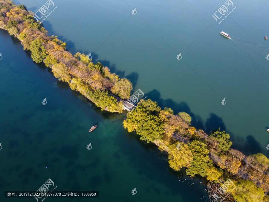 杭州西湖苏堤航拍