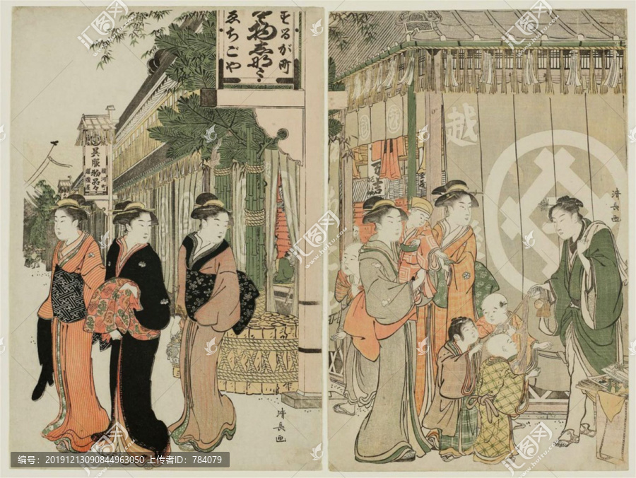 鳥居清長三聯(lián)畫元旦