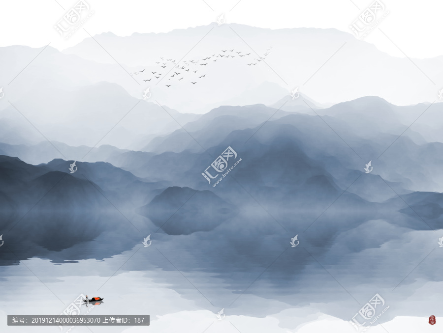 抽象水墨山水畫