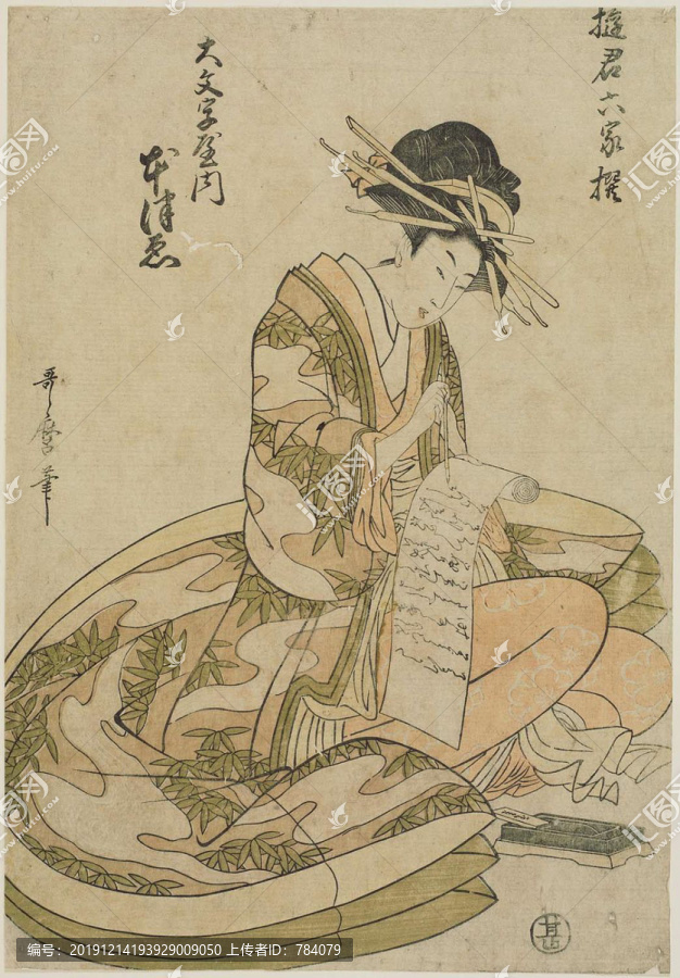 喜多川歌麿看書的女子