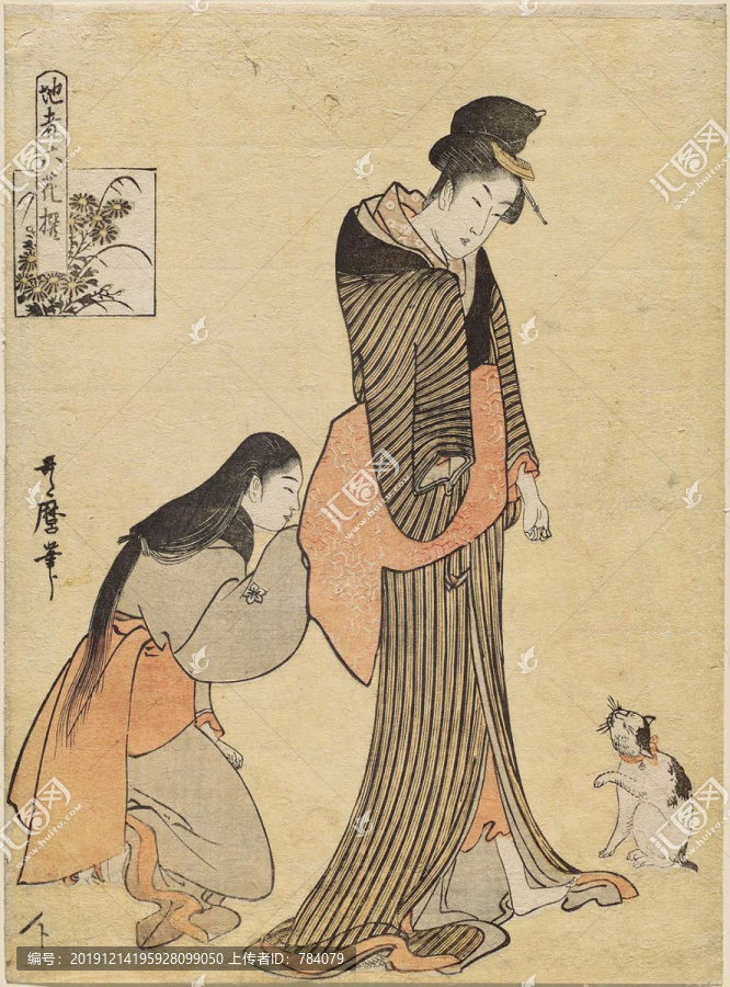 喜多川歌麿妇女和猫
