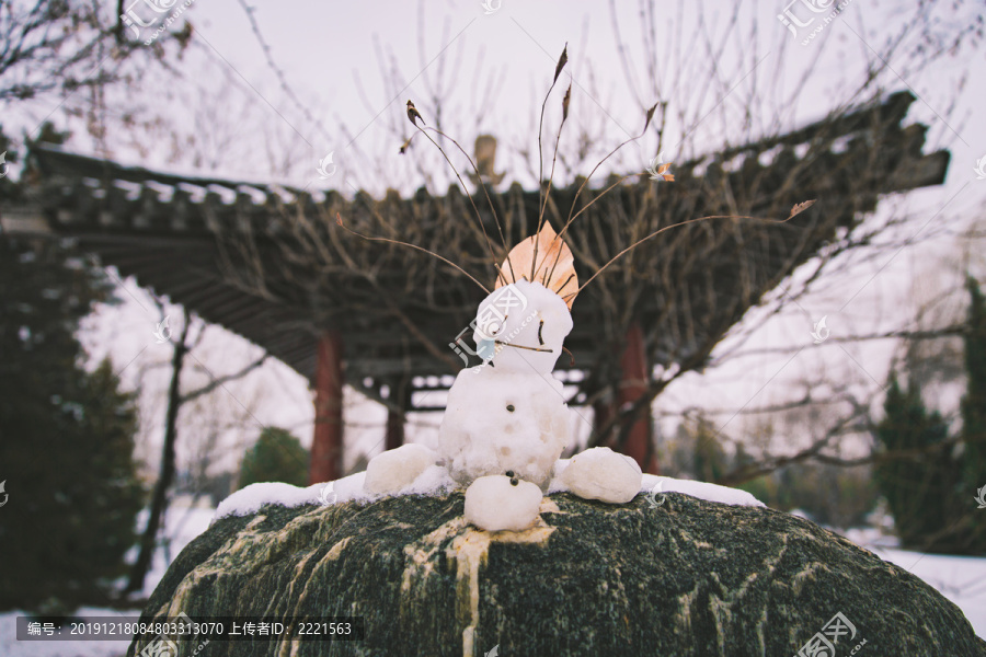 公园园林景观雪景素材