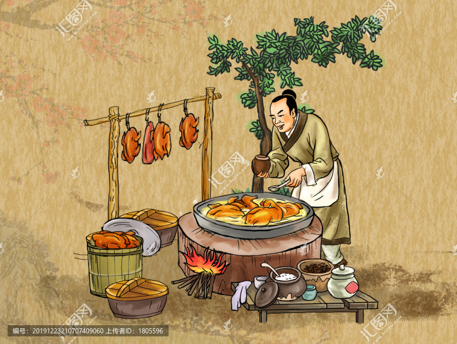 燒雞扒雞插畫