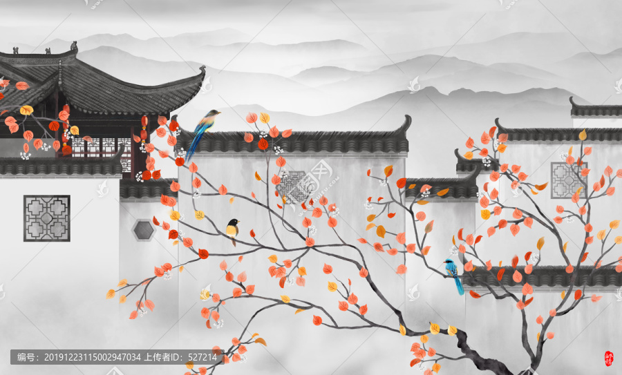 馬頭墻禪意山水畫(huà)