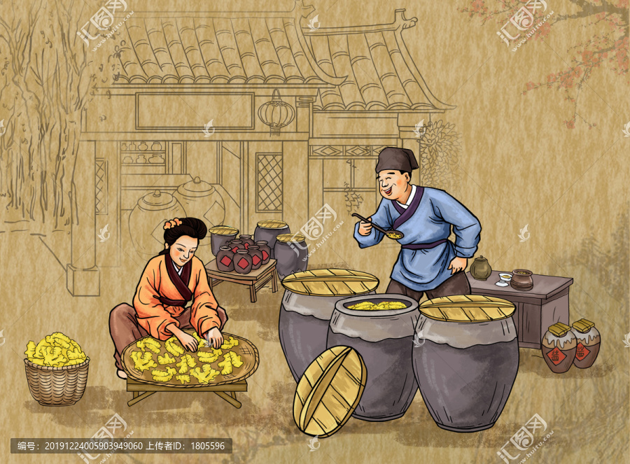 腌生姜醬插畫(huà)