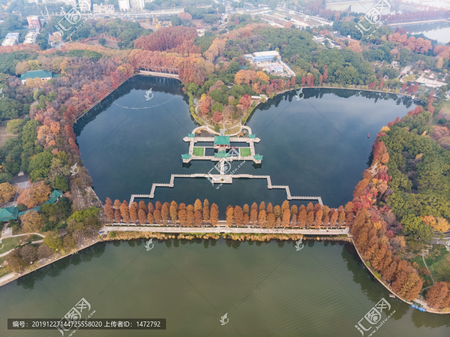 武汉东湖风景区深秋航拍风光