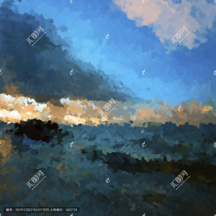 唯美海景云海云彩風(fēng)景油畫(huà)素材